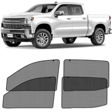 Imagem de CLIM ART Persianas magnéticas de janela de carro para Chevy Silverado 1500 2019-2026 Crew Cab - Cortinas bloqueadoras de sol de ajuste personalizado, capas de janela lateral, acessórios essenciais de