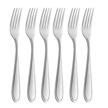 Imagem de Jogo 6 Garfos de Sobremesa Prata Inox Em Casa Tem Linha Bronze 17cm - 