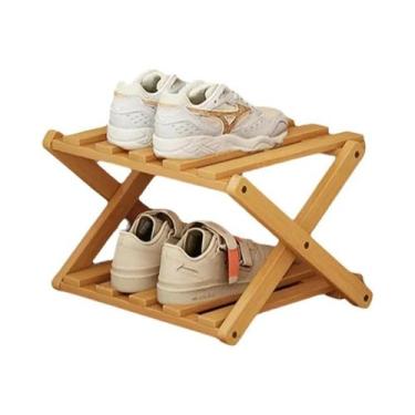 Imagem de Prateleira De Sapatos Telescópica De Bambu Para Porta, Multi Camadas, 