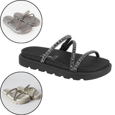 Imagem de Sandalia Feminina Vizzano, Papete Vizzano, Tratorada, Conforto, Branco