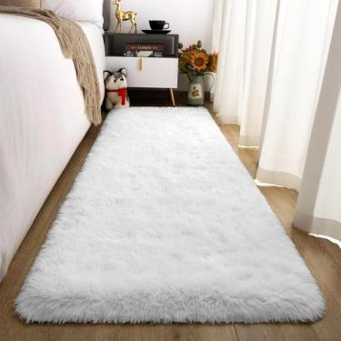Imagem de Alfombra Merelax 61x183 cm Suave de Peluche Antideslizante Blanca