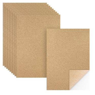 Imagem de Biaungdo 10 folhas de cortiça autoadesivas, folhas de azulejo de cortiça de 29 x 20 cm com suporte adesivo, folhas adesivas de isolamento retangular para porta-copos DIY, projetos de artesanato, festa