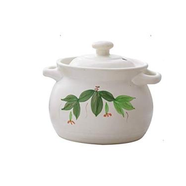 Imagem de Conjuntos de panelas panela de sopa de cerâmica de alça dupla, caçarola de cerâmica resistente ao calor com tampa, panela de sopa, panelas de cerâmica (tamanho: 19 cm) ()