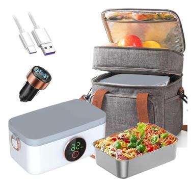 Imagem de Lancheira aquecida recarregável e sem fio, lancheira aquecida para homens, portátil e alimentada a bateria 16000 mAh lancheira aquecida