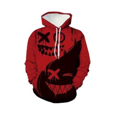 Imagem de Moletom Masculino De Outono Com Capuz E Estampa De Rosto Sorridente, C