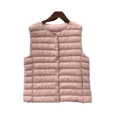 Imagem de Colete Feminino Sem Mangas De Pluma 90% Penas De Pato Branco Ultra Lev