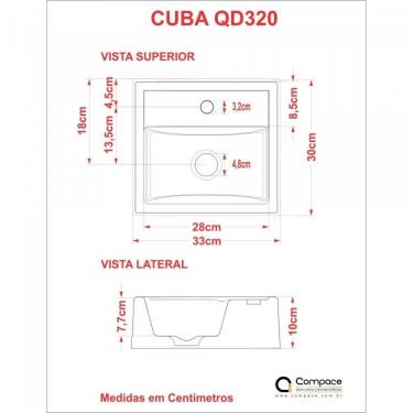 Imagem de Conjunto Para Banheiro Gabinete Com Cuba Quadrada Q32 E Espelheira Soft 500w Compace
