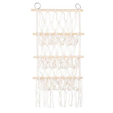 Imagem de Asixxsix Rede de Animais de Pelúcia Multicamadas, Organizador de Suspensão de Parede Com Bastão de Madeira para Livros, Toalhas de Bonecas, Bolso de Malha de Armazenamento de Brinquedos de (3 camadas)