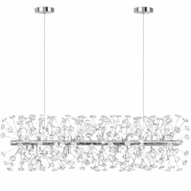 Imagem de Gimpo, Lustre Pendente 90cm Dente de Leão 336 Cristais 12xG9 LED Prata Metal Teto Gimpo LDL-PRATA-90cm