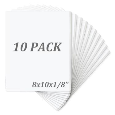 Imagem de Mat Board Center, pacote com 10 placas de espuma sem ácido, placas de espuma branca de 20,3 x 25,4 cm, 1/20.3 cm de espessura