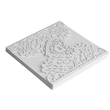 Imagem de Aqur2020 Cartões de Convite de Casamento Elegantes Com 10 Unidades, Cartões de Luxuosos Em Relevo Com Motivos Florais Românticos, Papelaria Premium para Eventos de (Modelo em forma de coração)