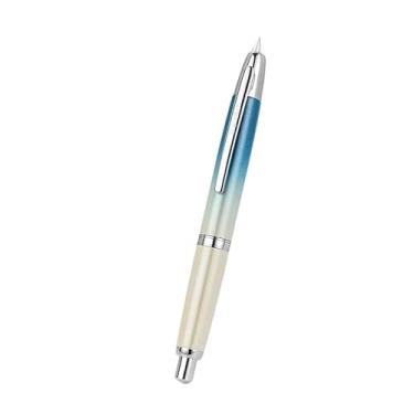 Imagem de EPANO Caneta tinteiro metal pérola azul prensa ouro rosa design padrão ponta EF F canetas de tinta para escrever materiais escolares canetas presentes (11, F (0,5 mm))