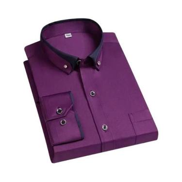 Imagem de Camisa Masculina Casual De Negócios Com Gola Contrastante E Manga Long