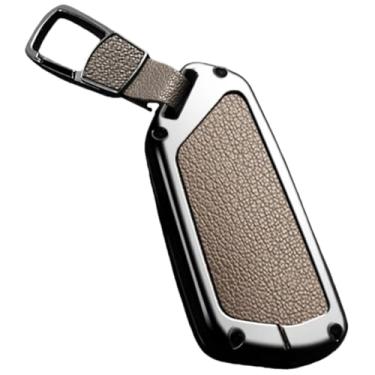 Imagem de Capa de chaveiro de carro compatível com VW Golf 8 / Octavia A8 / MK8 2022 2021 Compatível com SEAT Leon MK4 em liga de zinco e acessório de chaveiro de couro(A -1 Brown)