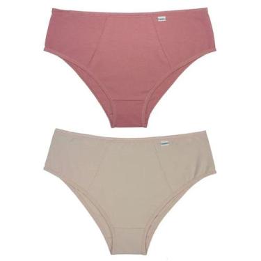 Imagem de kit Calcinha Feminina 2 Peças Del Rio Cós Largo Cotton Lisa - DELRIO, 