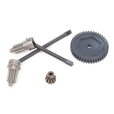 Imagem de HUIOP Junta Universal do Eixo Dianteiro RC Com Engrenagem 45T/11T, Metal + Aço, Alto Desempenho, Preto, Adequado para Carro / 1/10 RC, Fácil de Substituir, Acabamento CNC