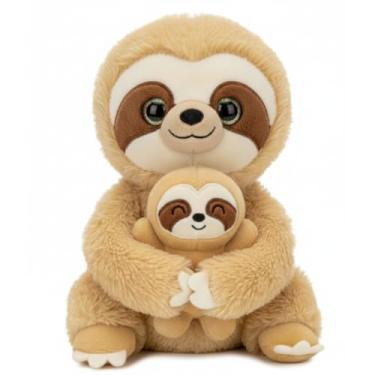 Imagem de Pelúcia Preguiça com Filhote 24cm brinquedo de Pelúcia Fofo, Presente Carinhoso Infantil