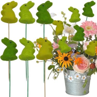 Imagem de AUOCATTAIL 6 palitos de espuma de coelho da Páscoa, palitos de ovo de coelho verde inchado, palitos decorativos florais para vaso de primavera, buquês, arranjos florais, decoração de festa