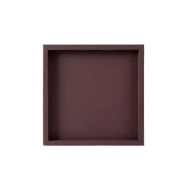 Imagem de Pires de vaso de flores de imitação de cimento para jardim, para ambientes internos e externos, bandeja quadrada de drenagem de paletes de plantas em vasos (marrom, pequeno)