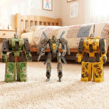 Imagem de Brinquedo Robô Guerreiro Militar Transforma Carro Kit 3pçs