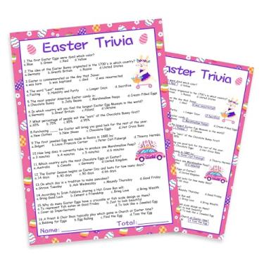 Imagem de Jogo engraçado de curiosidades de Páscoa, 20 ovos, cartão de jogo com 2 cartas de respostas, jogos de Páscoa para atividades na igreja, material escolar dominical escolar-B02