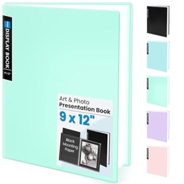 Imagem de Sooez Portfólio de arte 22 x 30 cm, 30 bolsos com 30 papéis pretos, fichário com mangas de plástico, exibição de 60 páginas, livro de apresentação para obras de arte, pastas para escritório e escola