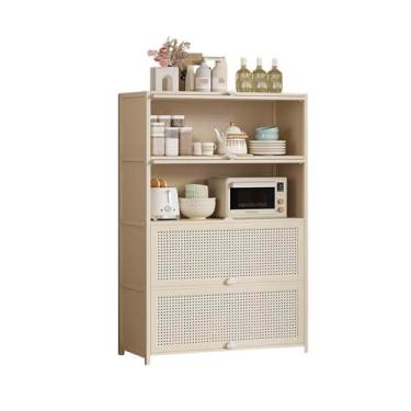 Imagem de Aparador de cozinha de 4 camadas com armazenamento para café e chá, compartimentos montados na parede, armário buffet (médio)