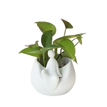 Imagem de Vasos de cerâmica modernos, utensílios de flores de monge de cerâmica, flores de mesa de chá, decorações de plantas verdes hidropônicas e centros de mesa para presentes