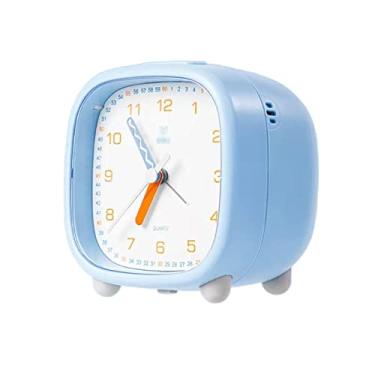 Imagem de Despertador para quarto, relógio digital para quarto de criança, lindo relógio de cabeceira com luz noturna, despertador para quarto de crianças adolescentes relógio de mesa (azul)