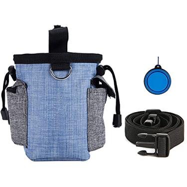 Imagem de Bolsa de Petiscos para Treinamento Cães Pequenos com Dispenser Sacos Cocô Fanny Grande Capacidade Transportar Recompensas Ração Isqueiro Pets Tigela Plegável Cinto Ajustável Multipropósito Caminhada e