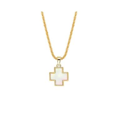 Imagem de Colar de cruz banhado a ouro 18 K para mulheres, gargantilha delicada de corrente de cobra, joia empilhada, presente de aniversário de aniversário e Natal para sua esposa, mãe, senhora, 20 inch, Aço