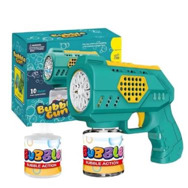 Imagem de Pistola de Bolhas de Sabão Automática Bubble Gun com 10 Saídas e Frasco de Solução Brinquedo Divertido e Colorido para Crianças (VERDE)