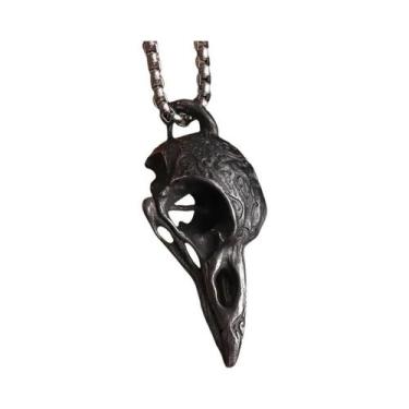 Imagem de Colar Com Pingente De Caveira De Corvo Nórdico Retrô Masculino, Joia P