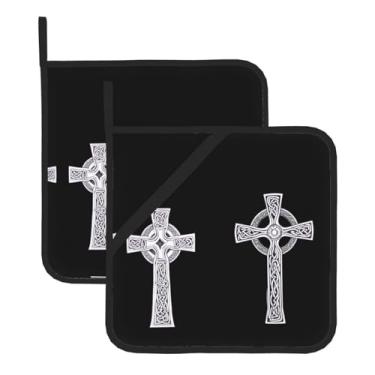 Imagem de Conjunto de tapetes de isolamento térmico com estampa de cruz anel, conjunto de 2 peças, adequado para grelhar e cozinhar