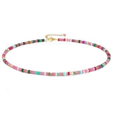 Imagem de Mixcbe Colar gargantilha feminina com contas boêmias, delicadas pedras Natrue, contas banhadas a ouro, colares de surfista, verão, praia, joias feitas à mão, normal size, Pedra, Sem Pedra Preciosa