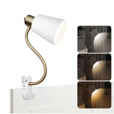 Imagem de Lâmpada de mesa, luminária de mesa para cuidados com os olhos, rotação de 360°, lâmpada de leitura com clipe de pescoço de ganso, luz de leitura, luz de grampo, lâmpadas de mesa de estudo para