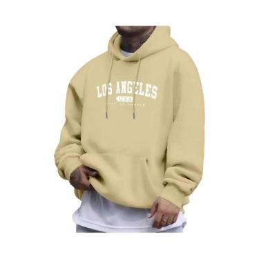 Imagem de Camiseta Masculina De Manga Longa Com Capuz E Cordão, Estampa De Algod