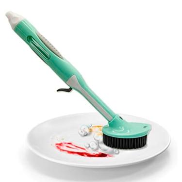 Imagem de Escova de Limpeza Lava Louça Tênis Roupa Uso Geral 2em1 C/ Reservatório e Dispenser de Detergente