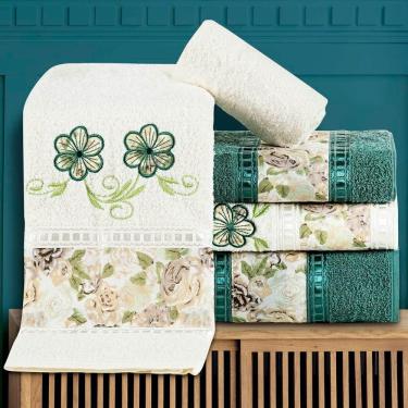 Imagem de Jogo De Banho Passione Bordado Algodão 5 Peças Erva Doce-palha