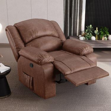 Imagem de Poltrona Do Papai Reclinável Sala De Cinema Madrid Manual Pu Marrom Brilho G26