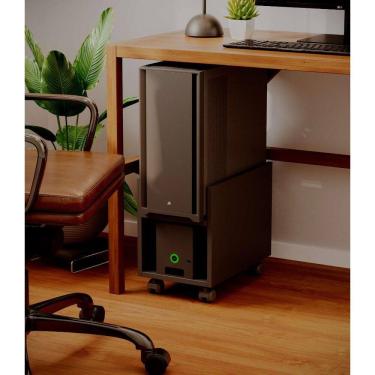 Imagem de Suporte para CPU e Nobreak Capri Preto com Rodízios Organizador
