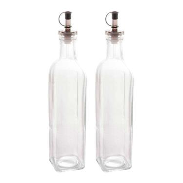Imagem de Kit 2 Garrafas Para Azeite De Vidro Com Tampa Lyor 510ml