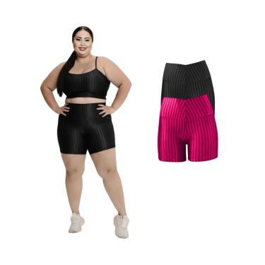 Imagem de Kit 2 Short Legging 3D Academia Fitness Feminino Plus Size-Feminino