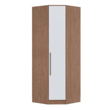 Imagem de Guarda-roupa Canto Oblíquo 1 Porta 100% Mdf Requinte+ Macadâmia/Branco Line