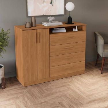 Imagem de Cômoda 4 Gavetas e 2 Portas de Madeira Complet Canela