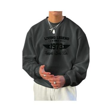 Imagem de Camiseta De Manga Longa Com Estampa Gráfica Retro 1973 Para Homens, Mo