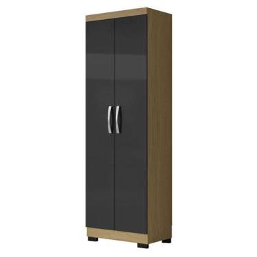 Imagem de Armário Multiuso 2 Portas New 2000192 Atacama Grafite com Pés Preto - 