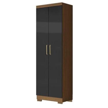 Imagem de Armário Multiuso 2 Portas 2000191 Atacama Grafite com Pés Bronze - Ara