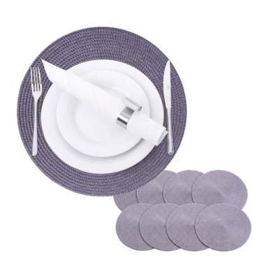 Imagem de Kit Jogo Americano Redondo Impermeável 38 cm Jantar 8 Peças - Bmax, Ci