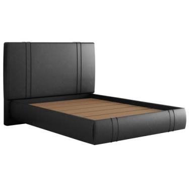 Imagem de Cama Casal Flutuante Com Cabeceira 140cm Astra W01 Facto Preto Lyam De